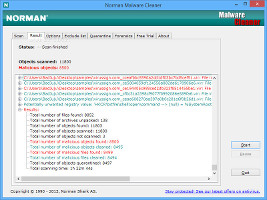 Showing the can results in Norman Malware Cleaner